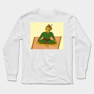 Yoga pose indian folk art style, yoga day, indian yoga mudra Long Sleeve T-Shirt